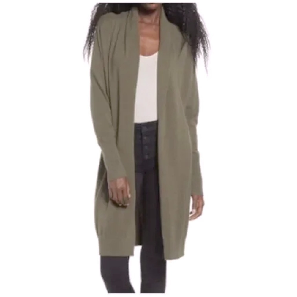 LEITH Cozy Long Cardigan in Olive Night SZ XS preloved like new.